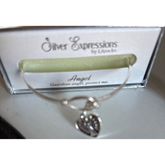 Silver Expressions By LA Rocks Angel Bracelet Heart Charm Guardian Angel Message - Picture 6 of 13